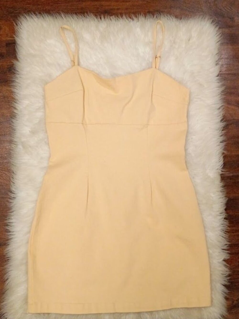 Avec Les Filles Size 12/14 Peach Square Neck Stretchy Mini Dress  Adjustable - Picture 12 of 13